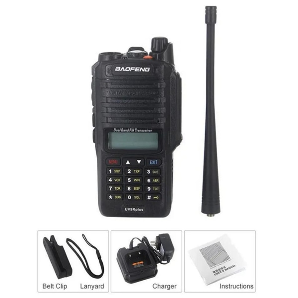 Baofeng UV-9R VHF / UHF Dual Band Walkie Talkie Komradio Svart