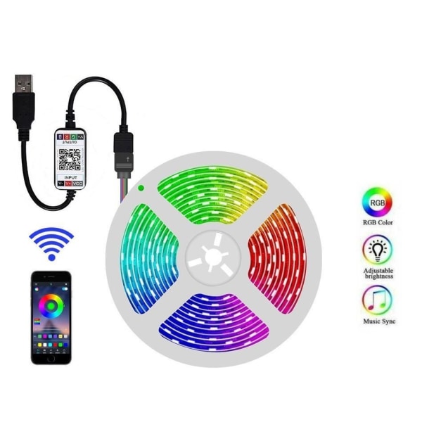 Fleksibel 5m RGB LED strip / Lyssløjfe / LED-Strip Bluetooth APP Multicolor