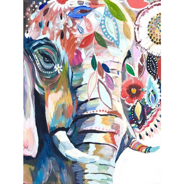 Diamond Painting Fyrkantiga Pärlor 50x70 cm 5D DIY Djur Elefant multifärg