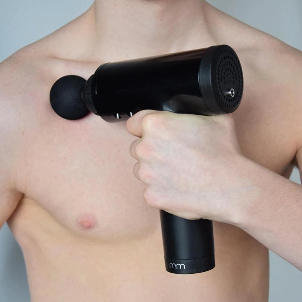 Massagepistol med 4 massagehoveder - Sort Black