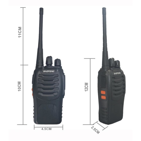 2 Pack Walkie Talkie Baofeng BF-888S UHF kaksisuuntainen radio Black