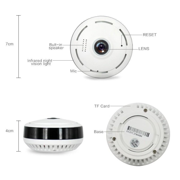 Wifi-valvontakamerakamera 360 - huomaamaton kameravakoilukamera White