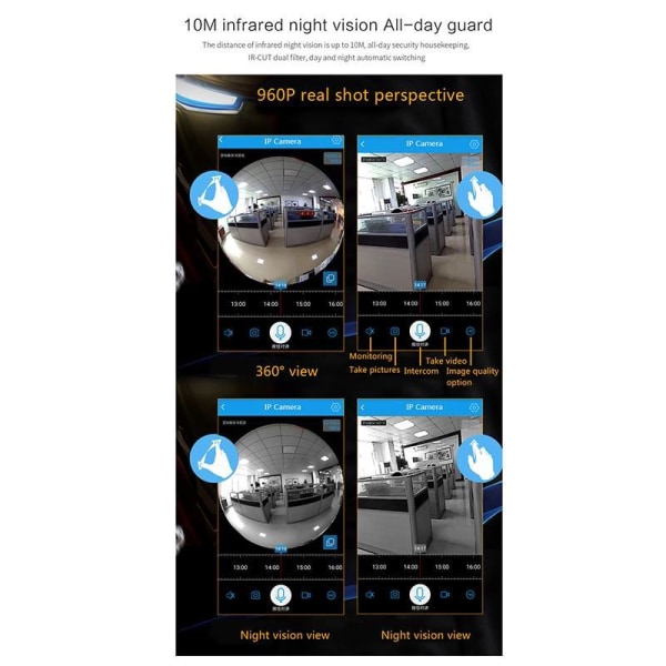 Wifi-valvontakamerakamera 360 - huomaamaton kameravakoilukamera White