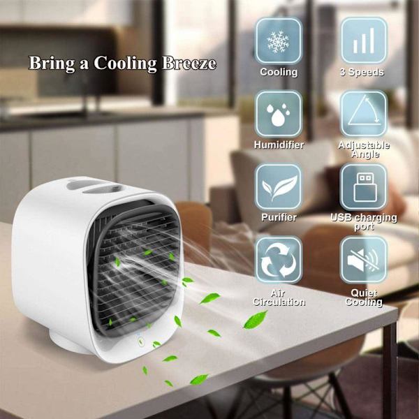 Modern mini luftkylare USB / Fläkt Luftfuktare - Vit White
