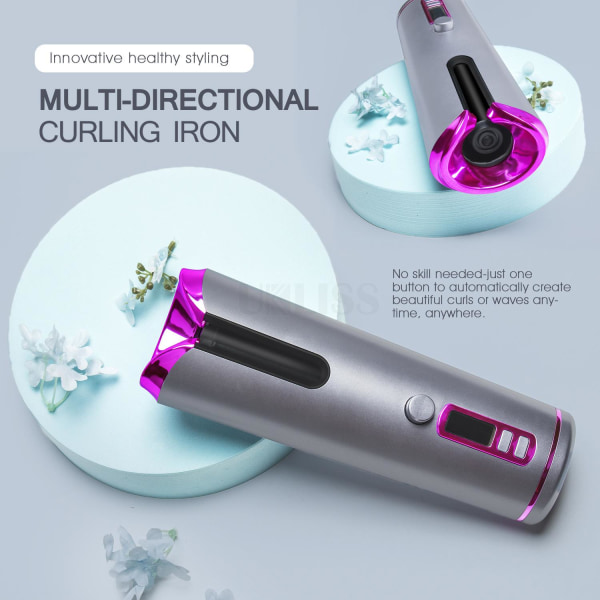 Automatisk Hårkrullare Hair Curler  Locktång uppladdningsbar MultiColor