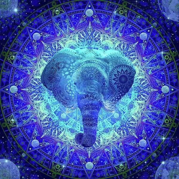 Diamantmaleri Firkantede perler 50x50 cm 5D DIY Elephant Blue