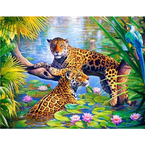 Diamond Painting / Diamantmålning 30x40cm - Leopard Djur multifärg