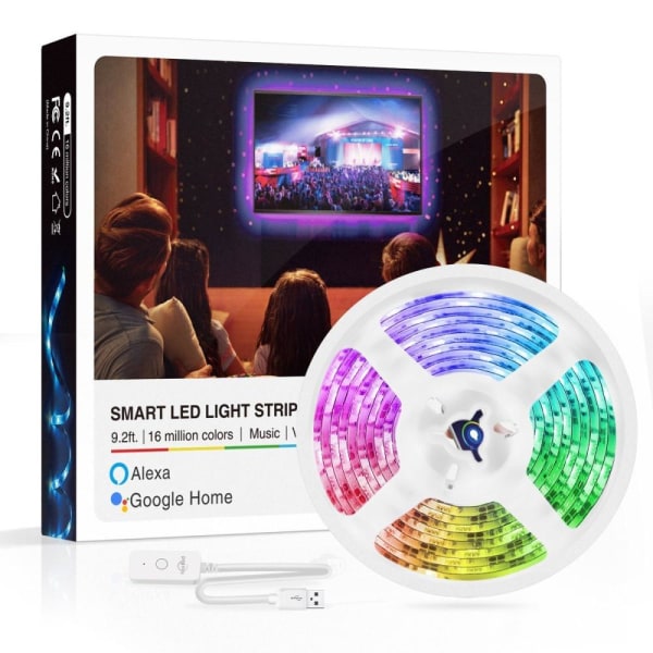 Fleksibel 3m RGB LED strip / Lyssløjfe / LED-Strip WIFI APP Multicolor