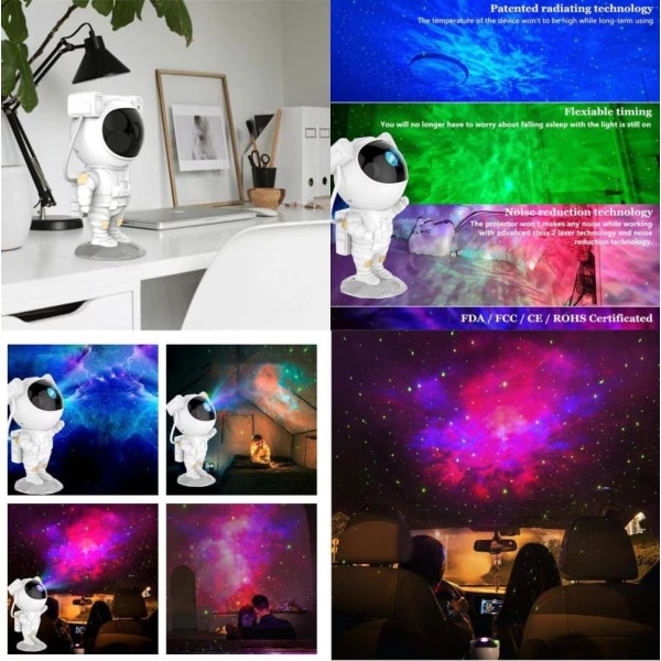 Galaxy Starry Stjärnprojektor LED Astronaut Nattlampa lampa multifärg