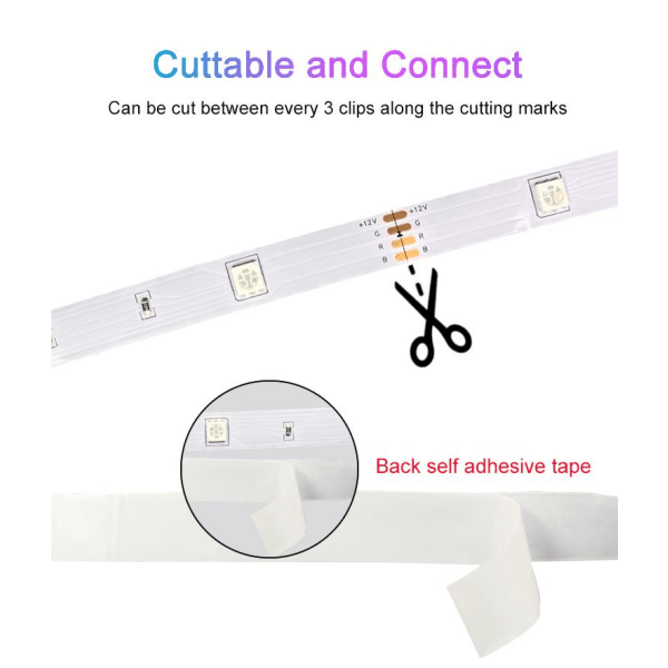 Fleksibel 10m RGB LED strip / Lyssløjfe / LED-Strip Bluetooth APP Multicolor