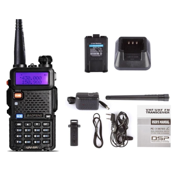 Baofeng UV-5R VHF UHF Dual Band Walkie Talkie Komradio Jaktradio Black