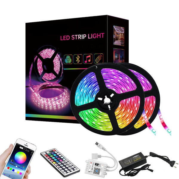 Flexibel 10m RGB LED-list / Ljusslinga / LED-Strip Bluetooth APP multifärg  fc99, Multicolor, 324