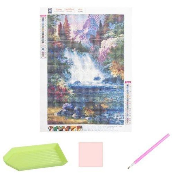 Diamond Painting 40x30 cm Vattenfall Natur Diamantmålning DIY Multicolor