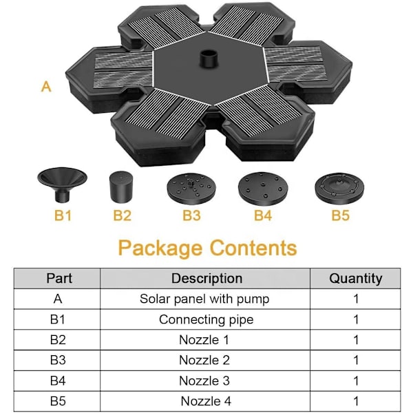 Solar fountain Solar powered Fountain vand springvand / Vandpumpe / Pumpe Black