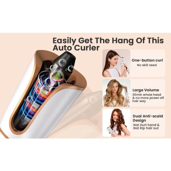Automatisk Hårkrullare Hair Curler Locktång uppladdningsbar multifärg