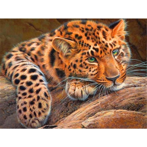 Diamond Painting / Diamantmålning 30x40cm - Leopard Djur Vacker multifärg