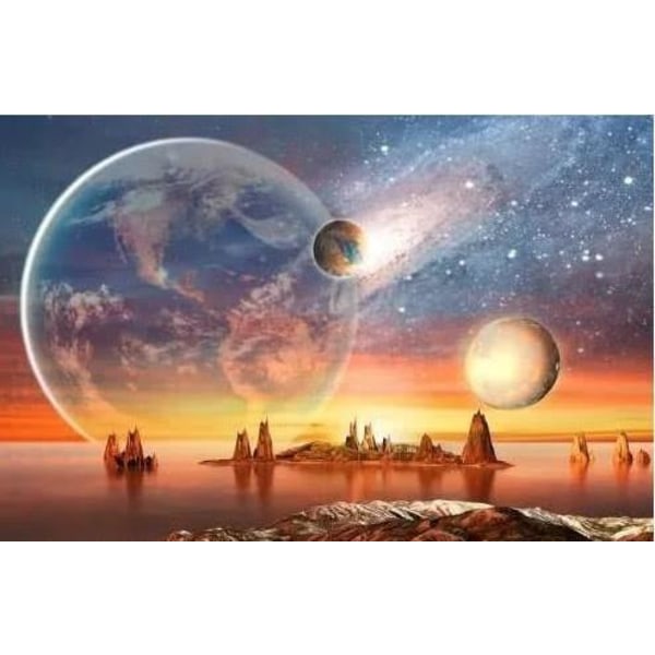 Timanttimaalaus 25x35 cm Space Planets Diamond Painting tee-se-itse Multicolor