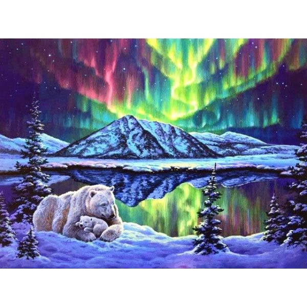 Timanttimaalaus Neliömäiset helmet 50x70 cm 5D DIY Jääkarhu North Multicolor