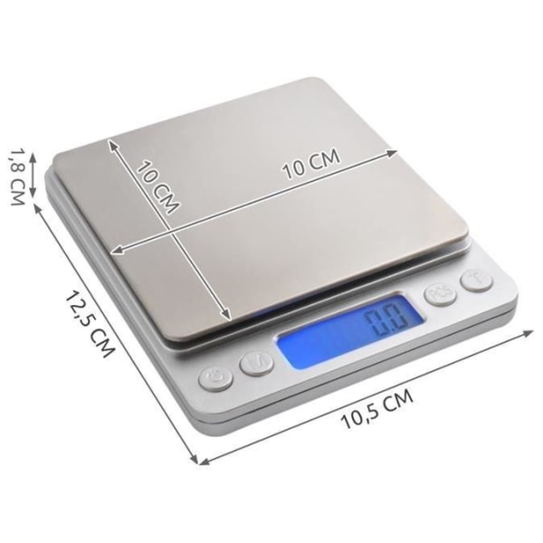 Husholdningsvægt Køkkenvægt Digitalvægt / Vægt 0,1g - 2000g Smykkevægt Silver