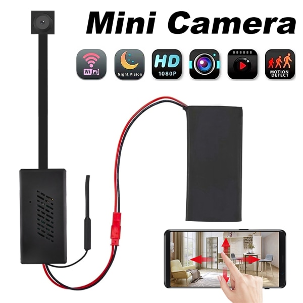 Mini Wifi Rörelseaktiverad Kamera Spion Övervakningskamera Svart
