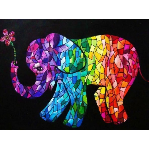 Diamantmaleri Firkantede perler 50x70 cm 5D DIY Glas Elephant F Multicolor