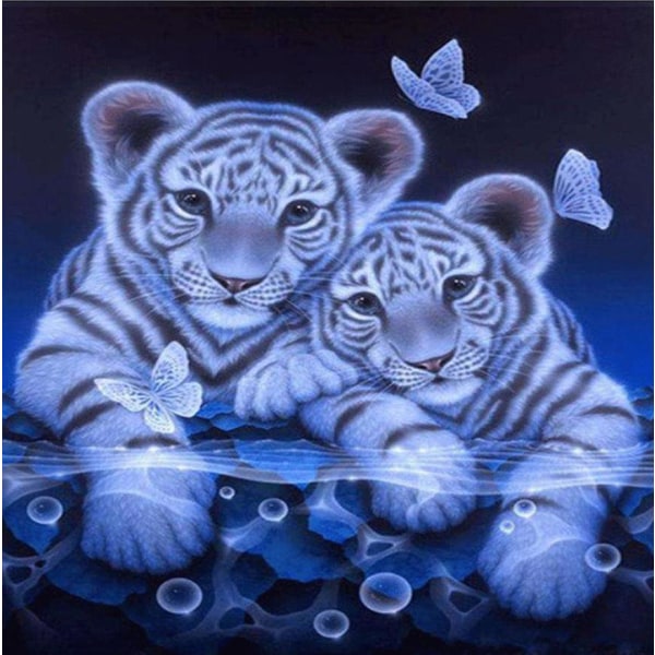 Diamond Painting 30x30 cm Tiger Tigrar Djur Diamantmålning DIY multifärg
