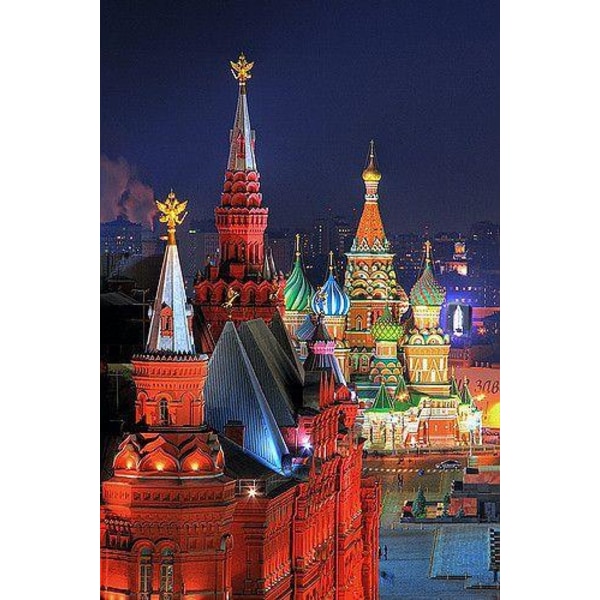 Timanttimaalaus Neliömäiset helmet 50x70 cm 5D DIY City Moskova Multicolor