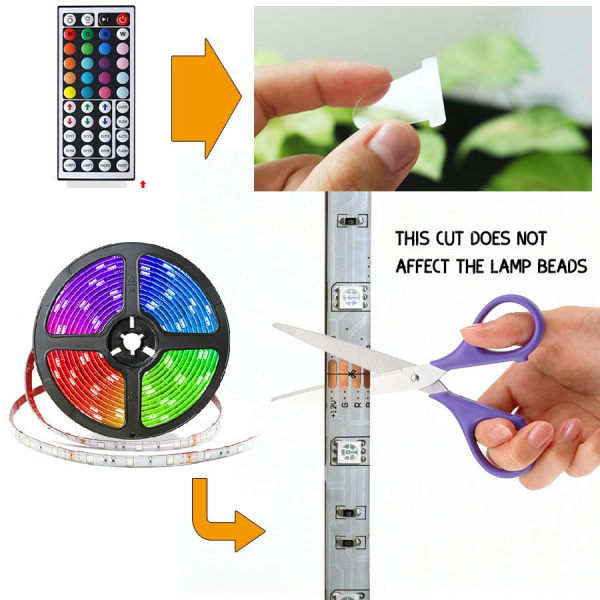 Fleksibel 5m RGB LED strip / Lyssløjfe / LED-Strip Bluetooth APP Multicolor