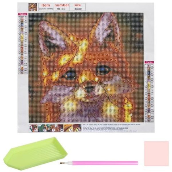 Diamantmaleri 30x30 cm Fox Diamantmaleri DIY Multicolor