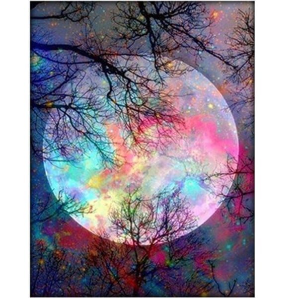 Diamantmaleri Firkantede perler 50x70 cm 5D DIY Night Moon Multicolor