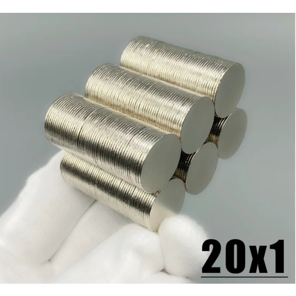 10 st 20 x 1 mm Neodymmagneter / N35 magnet Magneter Silver