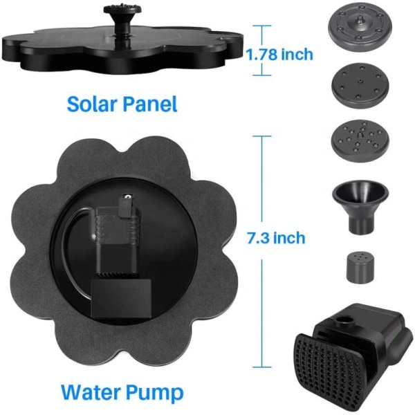 Solar fountain Solar powered Fountain vand springvand / Vandpumpe / Pumpe Black