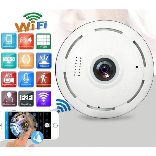 Wifi Övervakningskamera Kamera 360 - Diskret Kamera Spionkamera Vit