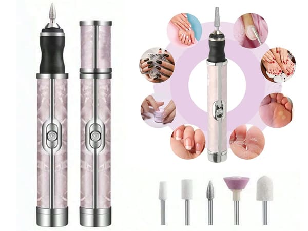Elektrisk Nagelfil Manikyr Kit med Tillbehör - Rosa Pink