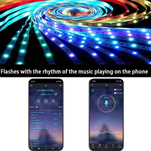 Flexibel 5m RGB Ljusslinga / LED-list / LED-Strip Bluetooth APP Multicolor