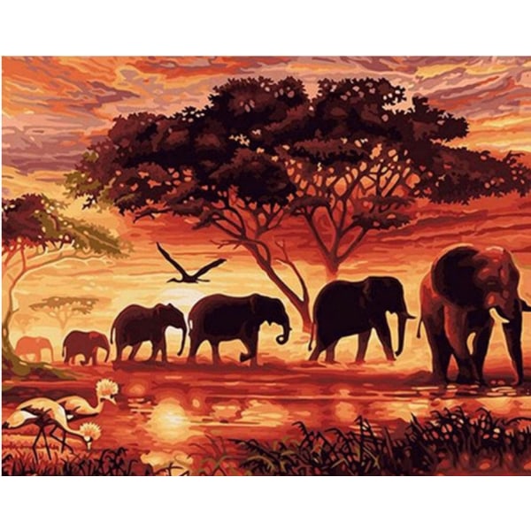 Diamond Painting 25x35 cm Elefant Elefanter Diamantmålning DIY multifärg