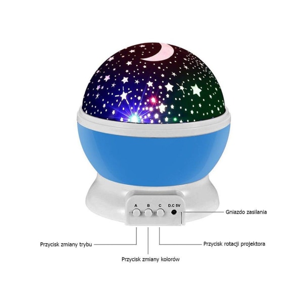Pyörivä tähtiprojektori Sininen yölamppu / tähtilamppu Blue