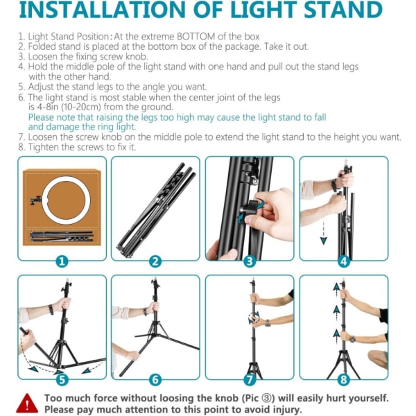 48cm Professionell Ring Light Selfie Lampa med ställbart stativ Svart