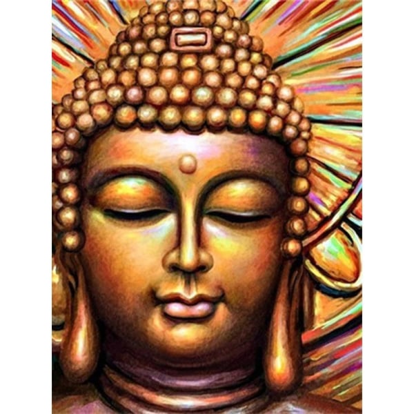 Diamantmaleri Firkantede Perler 50x70 cm 5D DIY Buddha Guld Multicolor