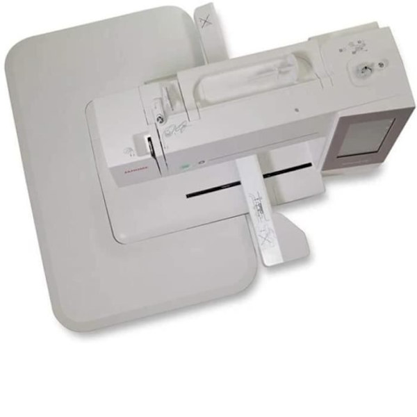 Broderimaskin - Janome - Memory Craft 550E - Broderiram RE36b - Automatisk nåletråder - Vit färg