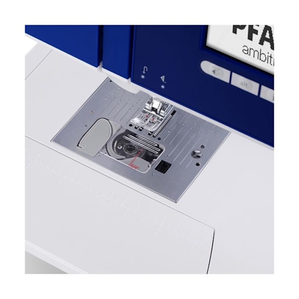 Elektrisk symaskin PFAFF AMBITION 610 - Dubbelmatning IDT - 110 stygn - Blå Vit