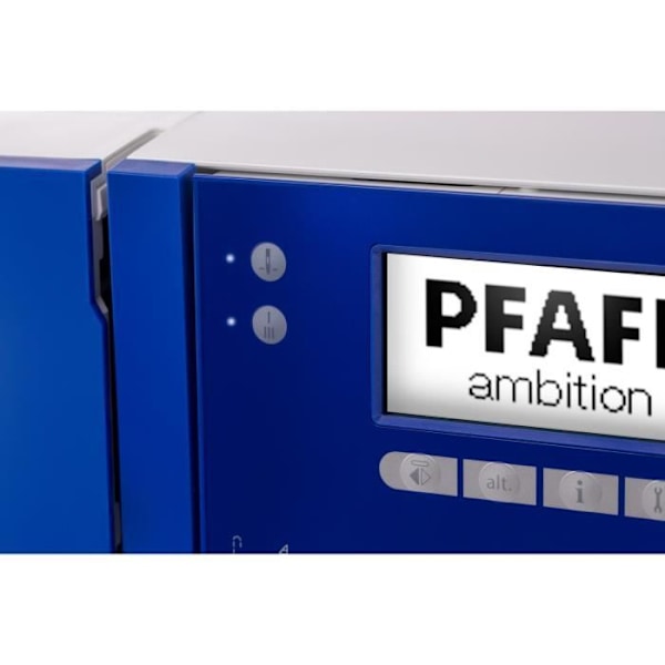 Elektrisk symaskin PFAFF AMBITION 610 - Dubbelmatning IDT - 110 stygn - Blå Vit