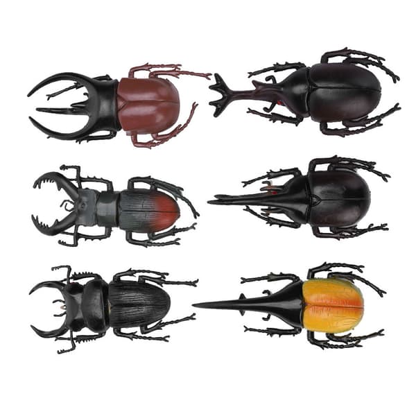 6 stk. simuleringsbille insektmodel Halloween trick rekvisitter giftfri PVC insektlegetøj (sort)