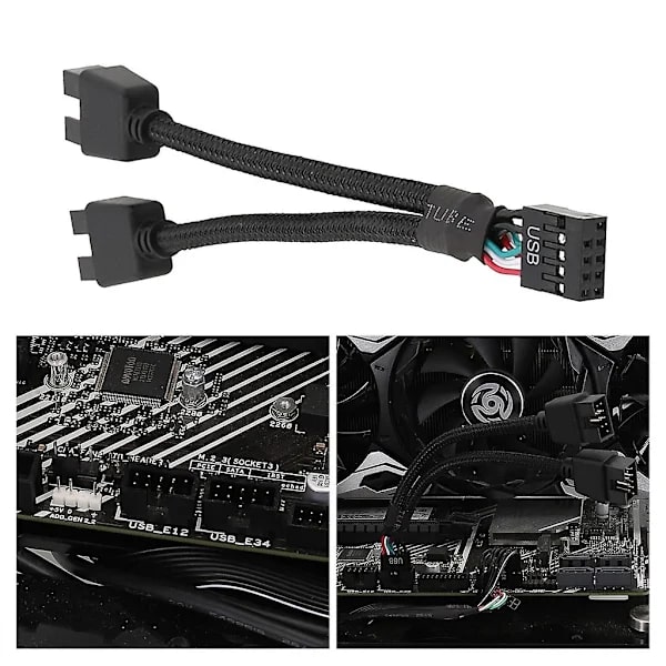 Bundkort USB 9-bens Interface Header Splitter 1 til 2 Forlængerkabel Adapter