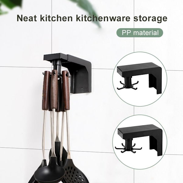 Swivel Kitchen Wall Hooks Punch-Free Storage Racks Telescopic Multi-function Hooks for Bedroom Bathroom 6 Hooks 6 Hooks