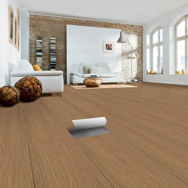 Grey Self-Adhesive Vinyl Flooring Tiles with Wood Effect, 20cm x 300cm (0.6㎡), Waterproof & Durable PVC for Bathroom & Kitchen
