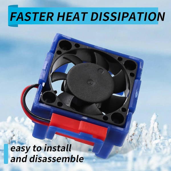VXL-3s ESC køleventilator og motor dobbeltventilatorsæt kompatibelt med Slash Stampede Blå