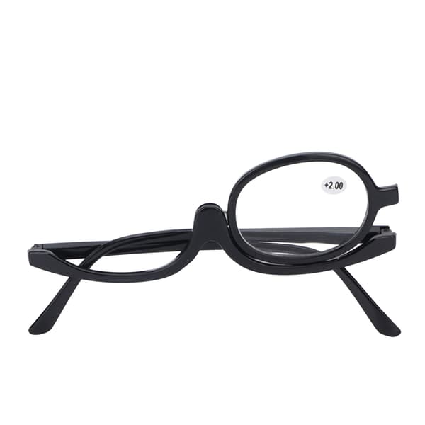 Make-up forstørrelsesbriller med foldbart glas, ensfarvede make-up briller, sort (+2.00)