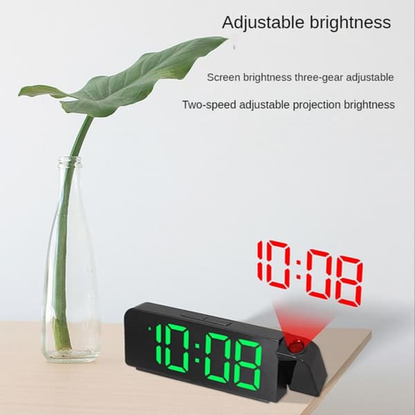 Projection Alarm Clock 180° Rotation 12/24H LED Digital Clock USB Charging Ceiling Projector Alarm Clock (Green)