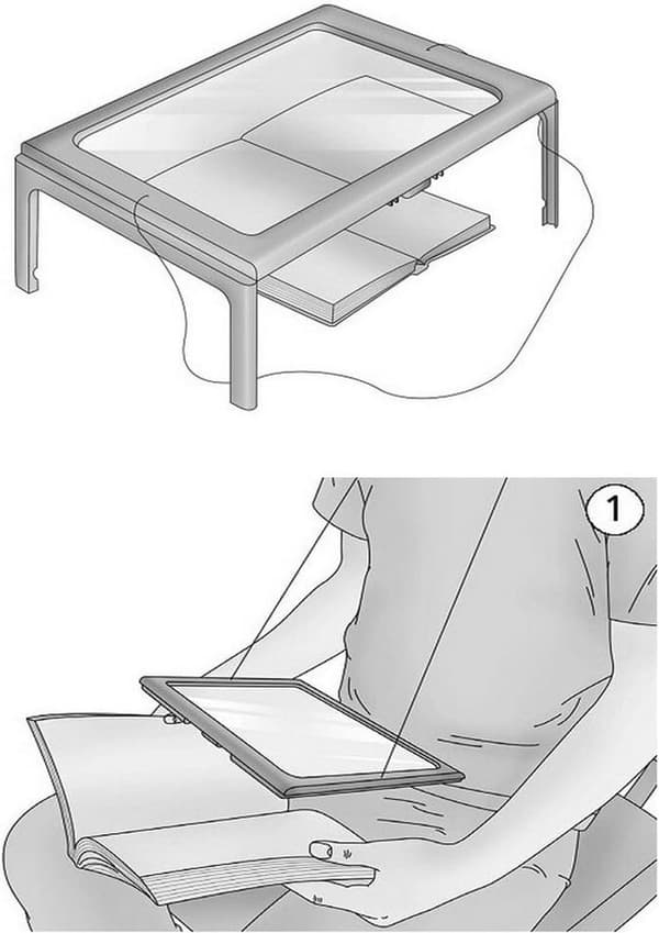 Bordforstørrelsesglas med 4 LED-lys, 3x foldbart, til synshandicappede, 27,5x20,5x10,5cm